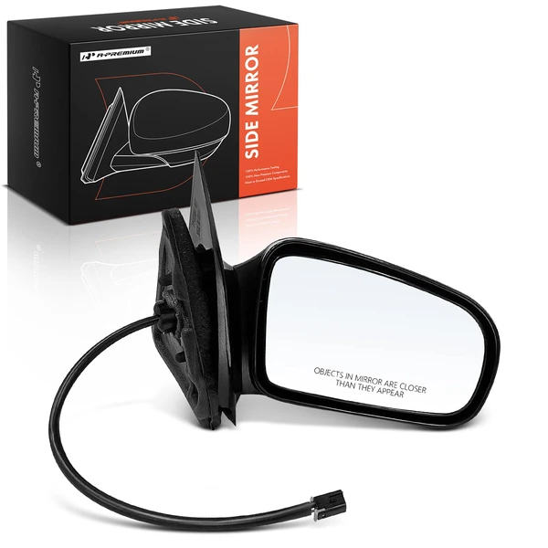 Right Passenger Side Mirror, Power Adjustment, Non-Folding, Smooth Black A-Premium APMI1898
