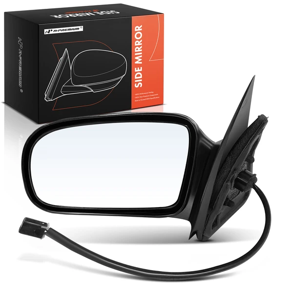 Left Driver Side Mirror, Power Adjustment, Manual Folding, Smooth Black A-Premium APMI1900