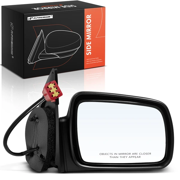 Right Passenger Side Mirror, Power Adjustment, Manual Folding, Smooth Black A-Premium APMI1901