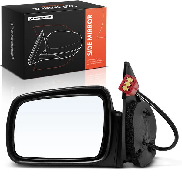 Left Driver Side Mirror, Power Adjustment, Manual Folding, Smooth Black A-Premium APMI1903