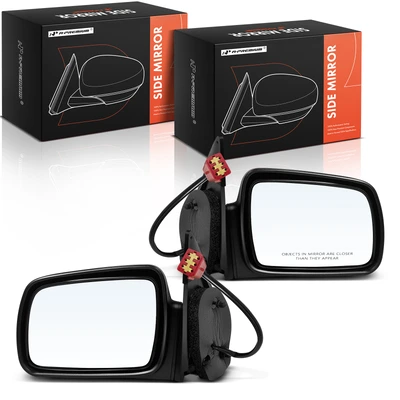 2 Pcs Driver & Passenger Black Smooth Mirror with Power Glass Adjust