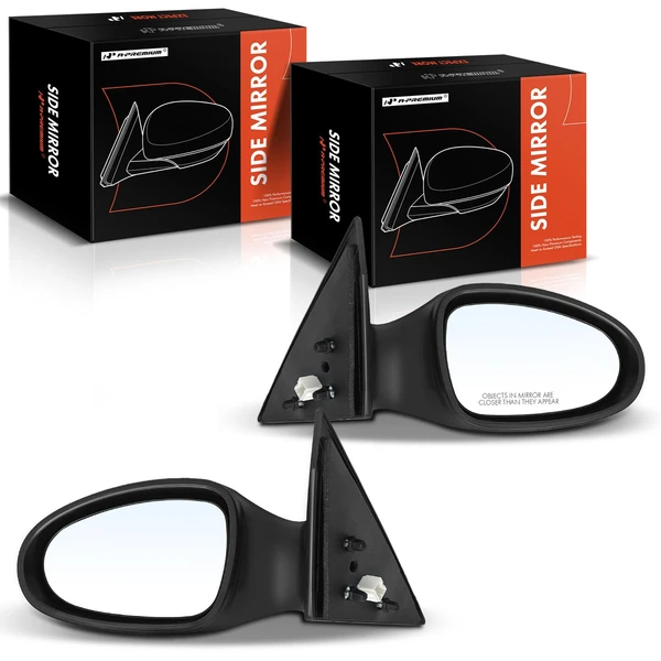 2002-2004 Nissan Altima Driver & Passenger Mirror, Power Adjustment, Manual Folding, Smooth Black A-Premium APMI931TW