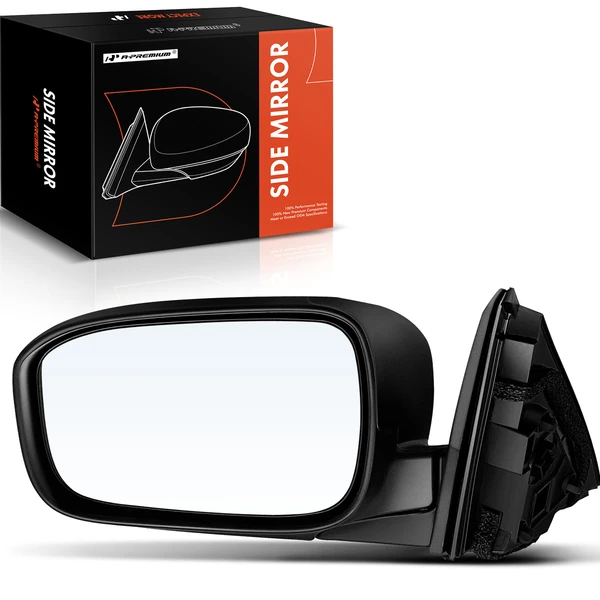 Left Driver Side Mirror, Powered, with Heated, Smooth Black A-Premium APMI526