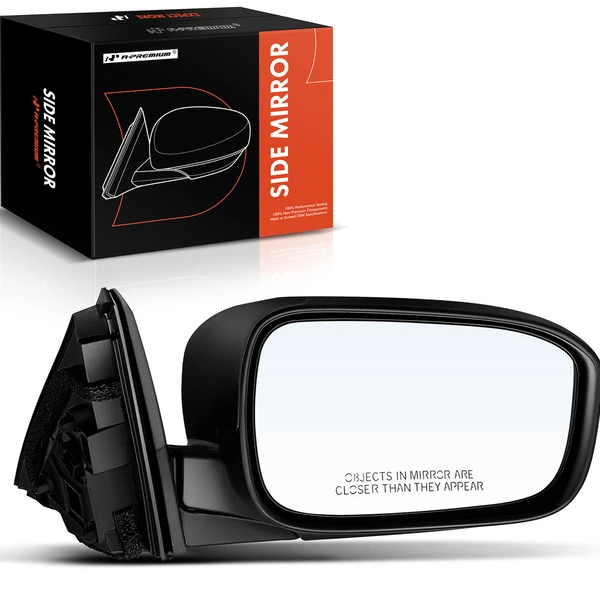 Right Passenger Side Mirror, with Heating, Power Adjustment, Manual Folding, Smooth Black A-Premium APMI523