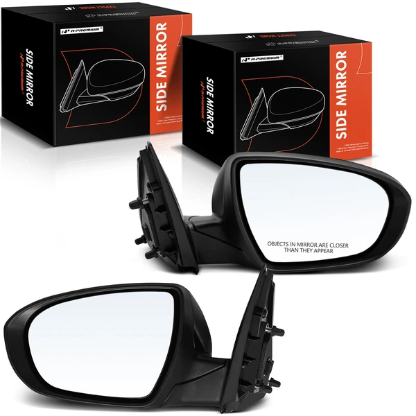 Driver & Passenger Mirror, Power Adjustment, Manual Folding, Smooth Black A-Premium APMI932TW