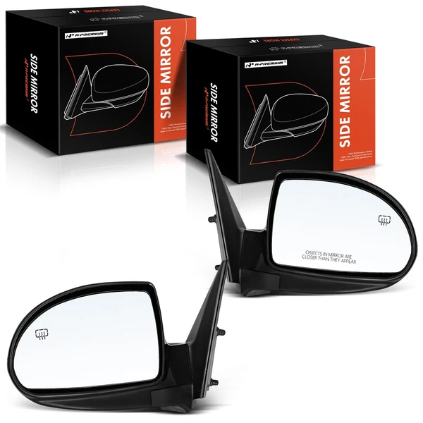 2007-2010 Hyundai Elantra Driver & Passenger Mirror, with Heating, Power Adjustment, Manual Folding, Smooth Black A-Premium APMI936TW