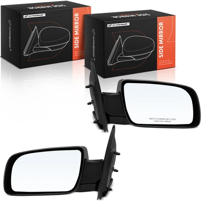 2 Pcs Driver & Passenger Black Mirror with Manual Glass Adjust