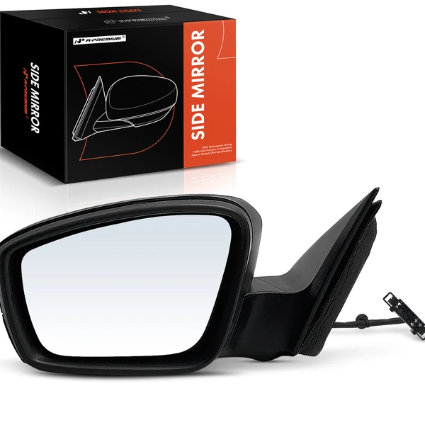 Left Driver Side Mirror, with Heating, Power Adjustment, Manual Folding, Textured Black A-Premium APMI541