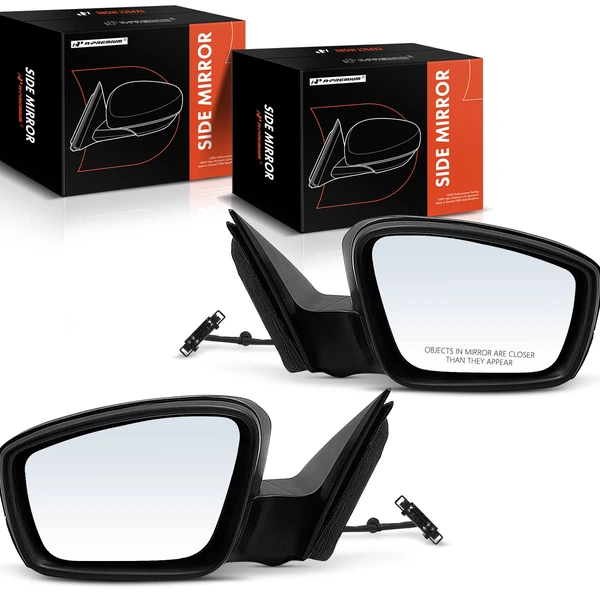 Driver & Passenger Mirror, with Heating, Power Adjustment, Manual Folding, Textured Black A-Premium APMI941TW