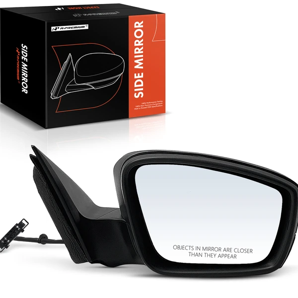 Right Passenger Side Mirror, with Heating, Power Adjustment, Manual Folding, Textured Black A-Premium APMI542