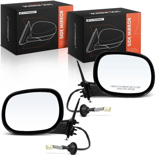 Driver & Passenger Mirror, Power Adjustment, Manual Folding, Smooth Black A-Premium APMI1911