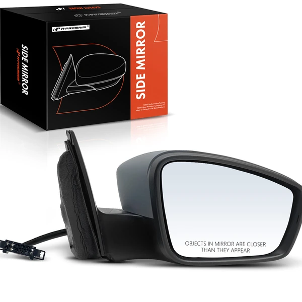 Right Passenger Side Mirror, with Heating, Power Adjustment, Manual Folding, Primed Gray A-Premium APMI544