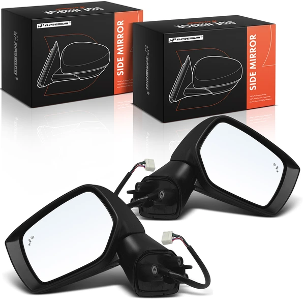 Driver & Passenger Mirror, with Heating, Power Adjustment, Manual Folding, Smooth Black A-Premium APMI943TW