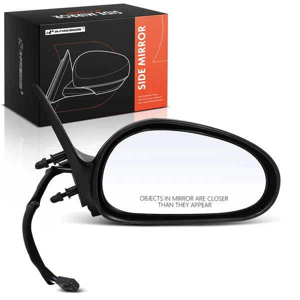 1996-1998 Ford Mustang Right Passenger Side Mirror, Power Adjustment, Non-Folding, Smooth Black A-Premium APMI1916
