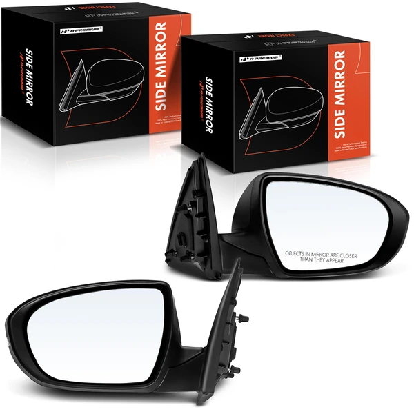 Driver & Passenger Mirror, with Heating, Power Adjustment, Manual Folding, Smooth Black A-Premium APMI944TW