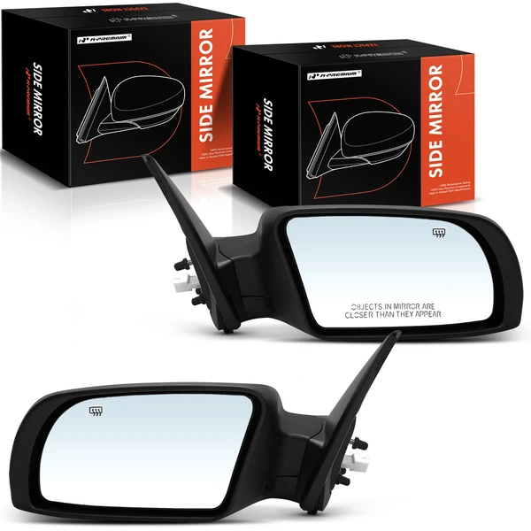 Driver & Passenger Mirror, with Heating, Power Adjustment, Manual Folding, Smooth Black A-Premium APMI949TW