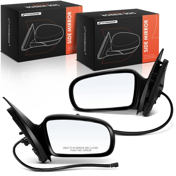 1995-2005 Pontiac Sunfire Driver & Passenger Mirror, Power Adjustment, Non-Folding, Smooth Black A-Premium APMI1922