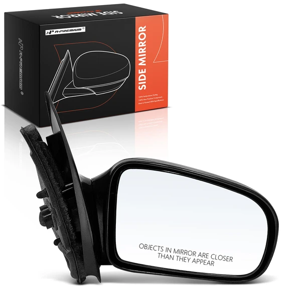 Right Passenger Side Mirror, Manual Adjustment, Manual Folding, Smooth Black A-Premium APMI1924