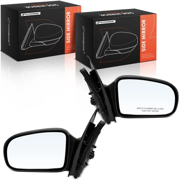 Driver & Passenger Mirror, Manual Adjustment, Non-Folding, Smooth Black A-Premium APMI1925