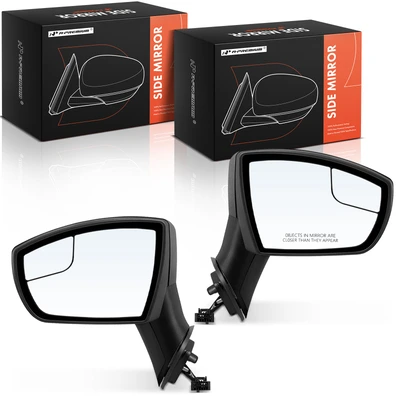 2 Pcs Black Power Mirror with Manual Folding