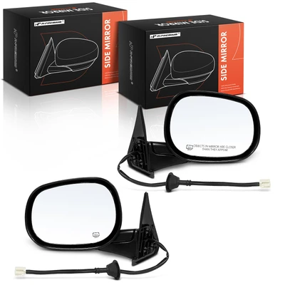 2 Pcs Driver & Passenger Black Smooth Mirror with Power Glass Adjust