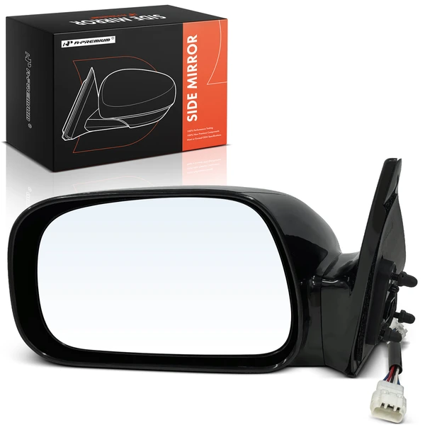 Left Driver Side Mirror, Powered, with Heated, Smooth Black A-Premium APMI1934