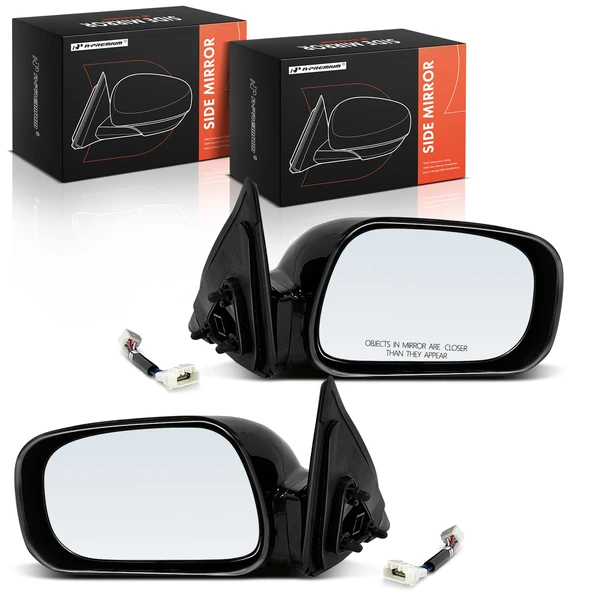 Driver & Passenger Mirror, with Heating, Power Adjustment, Non-Folding, Smooth Black A-Premium APMI1933
