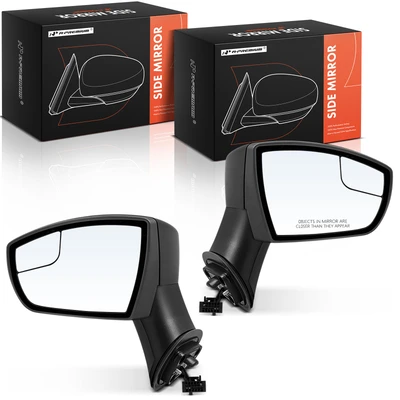 2 Pcs Black Power Mirror with Turn Signal Manual Folding