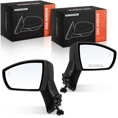 2 Pcs Black Power Heated Mirror with Blind Spot Detection