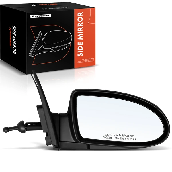 2010-2011 Hyundai Accent Right Passenger Side Mirror, Manual Adjustment, Manual Folding, Textured Black A-Premium APMI572
