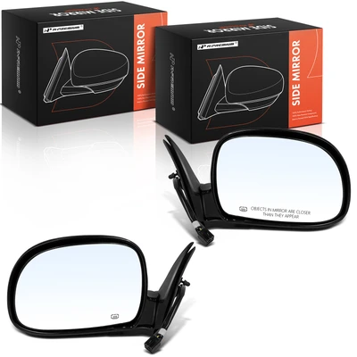2 Pcs Driver & Passenger Smooth Black Mirror with Power Glass Adjust