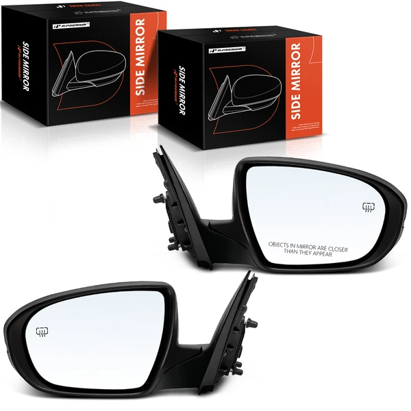Driver & Passenger Mirror, with Heating, Power Adjustment, Manual Folding, Smooth Black A-Premium APMI959TW