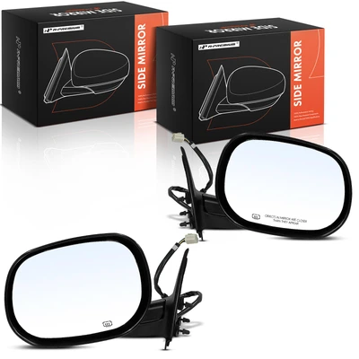 2 Pcs Driver & Passenger Smooth Black Mirror with Power Glass Adjust