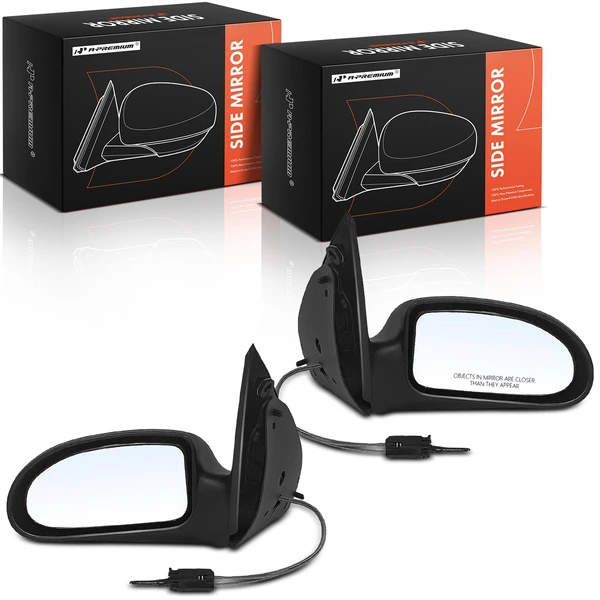2000-2002 Ford Focus Driver & Passenger Mirror, Manual 2000-2002 Ford Focus, Smooth Black A-Premium APMI1954