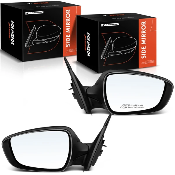 Driver & Passenger Mirror, Power Adjustment, Manual Folding, Smooth Black A-Premium APMI963TW
