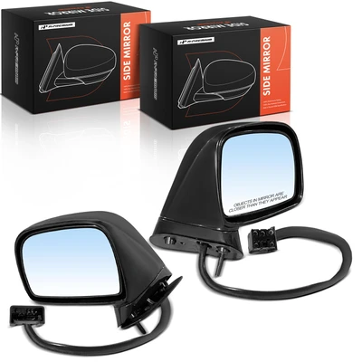 2 Pcs Power Mirror with Manual Folding & Heated Smooth Black