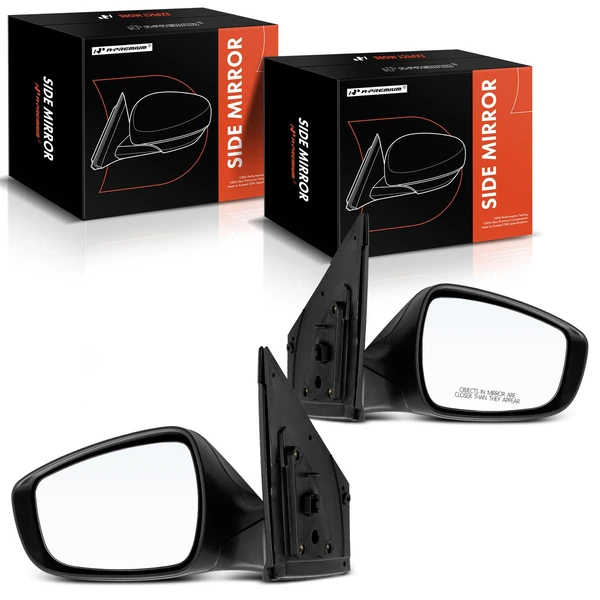 Driver & Passenger Mirror, Power Adjustment, Manual Folding, Smooth Black A-Premium APMI967TW