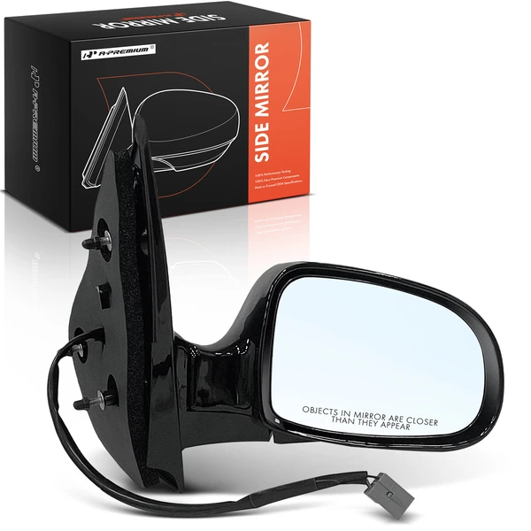 Right Passenger Side Mirror, with Heating, Power Adjustment, Manual Folding, Gloss Black A-Premium APMI1962
