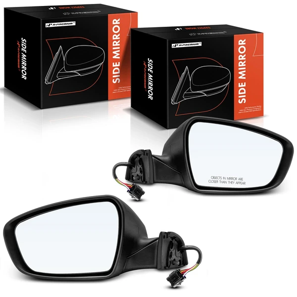 Driver & Passenger Mirror, with Heating, Power Adjustment, Manual Folding, Smooth Black A-Premium APMI966TW