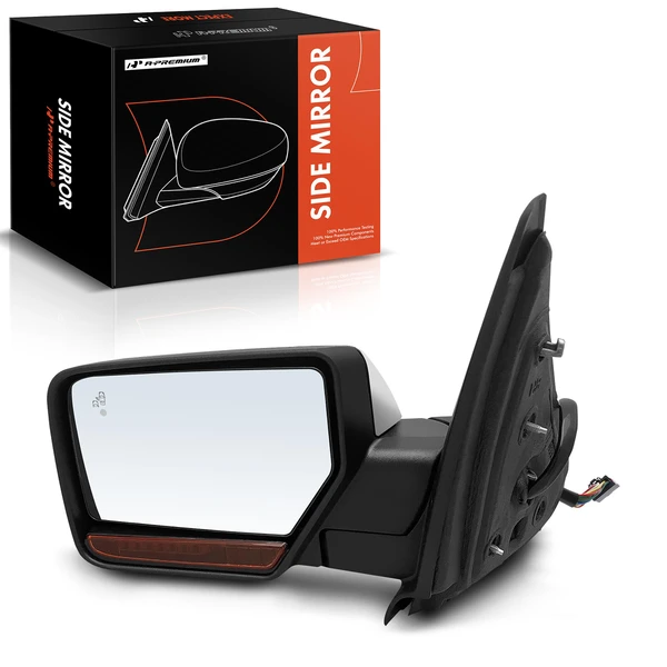 Left Driver Side Mirror, with Heating, Power Adjustment, Power Folding, Chrome A-Premium APMI971TW