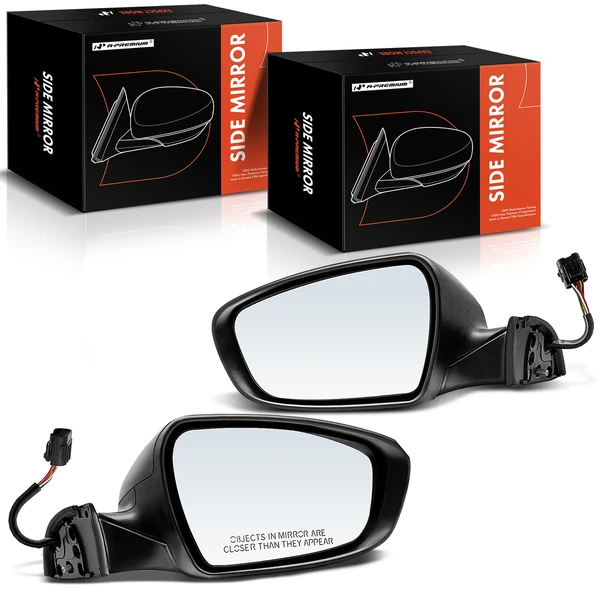 Driver & Passenger Mirror, with Heating, Power Adjustment, Power Folding, Smooth Black A-Premium APMI970TW