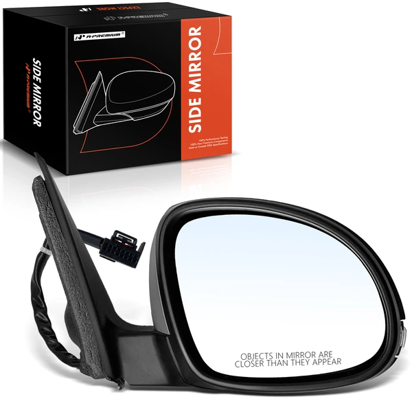 Right Passenger Side Mirror, with Heating, Power Adjustment, Power Folding, Primed Gray A-Premium APMI974TW