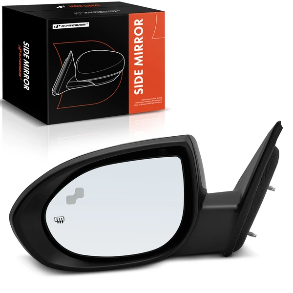 Left Driver Side Mirror, Powered, with Heated, Smooth Black A-Premium APMI975TW