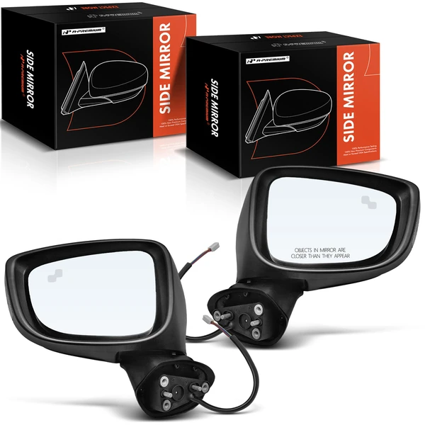 2014-2016 Mazda 3 Driver & Passenger Mirror, Powered, with Heated, Smooth Black A-Premium APMI976TW