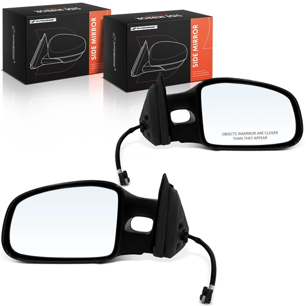 Driver & Passenger Mirror, Power Adjustment, Non-Folding, Smooth Black A-Premium APMI1971