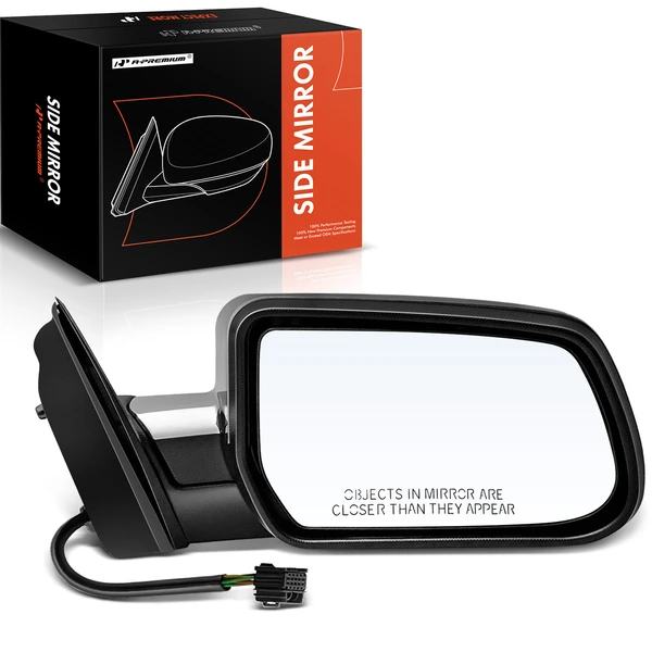 Right Passenger Side Mirror, with Heating, Power Adjustment, Manual Folding, Smooth Black A-Premium APMI793