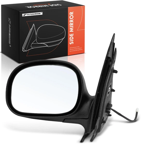 Left Driver Side Mirror, Power Adjustment, Manual Folding, Smooth Black A-Premium APMI1981