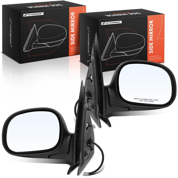 Driver & Passenger Mirror, Power Adjustment, Manual Folding, Smooth Black A-Premium APMI1980