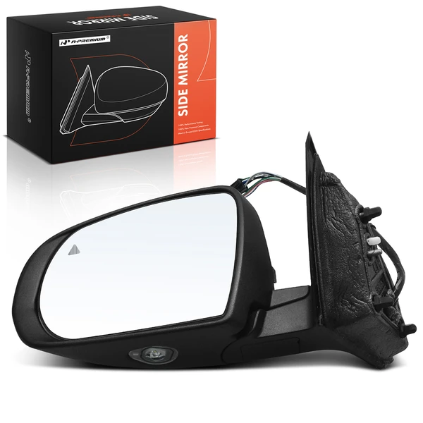 2014-2018 Jeep Cherokee Left Driver Side Mirror, with Heating, Power Adjustment, Manual Folding, Smooth Black A-Premium APMI981TW