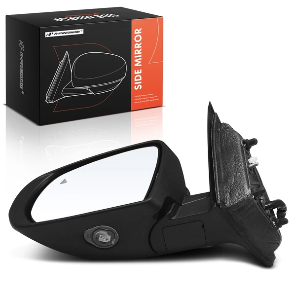 Left Driver Side Mirror, with Heating, Power Adjustment, Power Folding, Smooth Black A-Premium APMI984TW